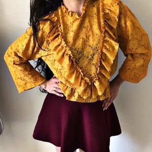 Forever 21 Lace Ruffle Long Sleeve Blouse